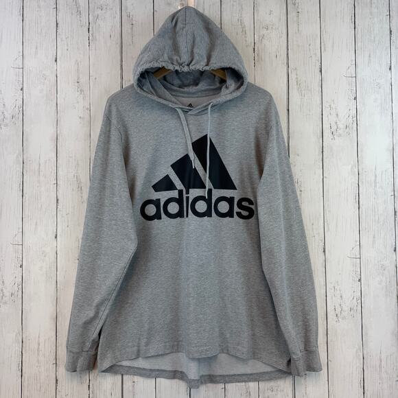 Adidas Grey Essentials Aeroready Graphic Logo Performance Hoodie Size XL - Picture 2 of 13